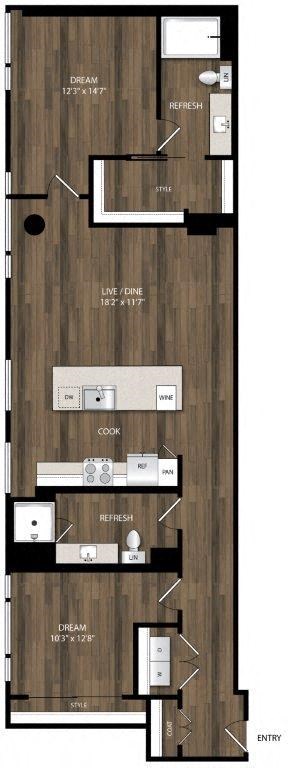 Portland Astoria Apartments in Portland, Oregon B6 Floor Plan